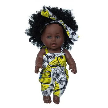 Must Nahk Aafrika Must Baby Armas Lokkis Juuksed Pits Seelik 12INCH Vinüül Beebi Mänguasi Isikupärastatud Esitada Brinquedos игрушки для детей