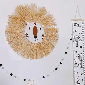 Käsitsi Kootud Cartoon Lõvi Rippuvad Dekoratsioonid Puuvillast Lõnga Kudumine Looma Pea Ornament Lapsed Toas Seina Riputamise