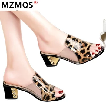 2021 Naiste Kingad Avatud Varvas, Platvorm Kingad Suve Sandaalid Naiste Mood Sussid Leopard Printida Läbipaistev Sandaalid Paks Kanna