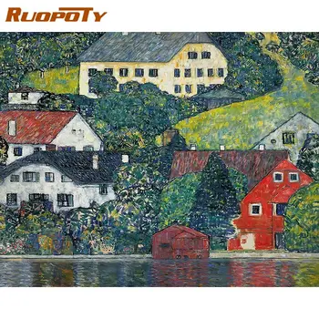 RUOPOTY DIY Värvimine Poolt Numbrid Abstraktne Joonistus, Lõuend Käsitöö Kingitus 40x50cm Värvimine Poolt Numbrid Maastiku Home Decor