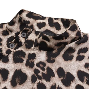 Naiste Topid ja Pluusid Celmia 2021 Suvel Vintage Leopard Printida Särgid, Vabaaja Lühikesed Varrukad Kõrge Krae, Nööbid Pool Blusas