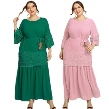 Dubai Seal Kaftan Moslemi Naiste Pikk Kleit Pits Segast Abaya Islami Vestido Ramadan Pool Õhtul Maxi Kleit Kleit Türgi Pluss Suurus