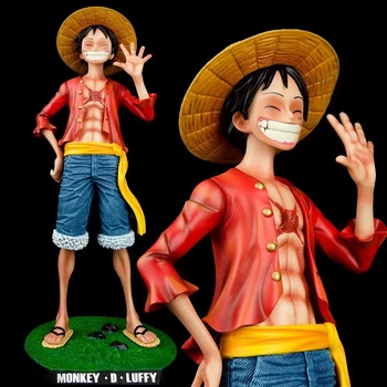 43cm Jaapani ühes tükis Monkey D. Luffy Anime Tegevus Joonis Net Punane Luffy smiley nägu straw hat PVC Kogumise Mudeli Nukud, Mänguasjad
