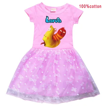 Baby Girl Dress Uued Laste Riided 2021 Suvel Lapsed, Peace Vastne T-Särk, Mille Võrgusilma Plisseeritud Kleit Lühikeste Varrukatega Printsess Riided