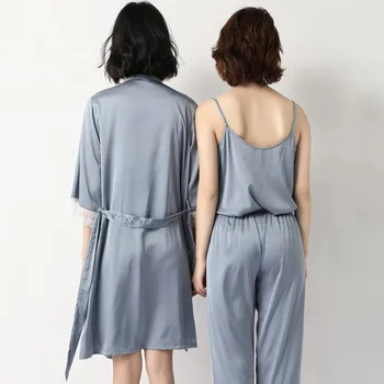 5TK Rüü Set Sleepwear Satiin Naiste Vabaaja Kimono Hommikumantel Kleit Nightgowns Pulmakleidid Kingitus Seksikas Nightwear Intiimne Pesu