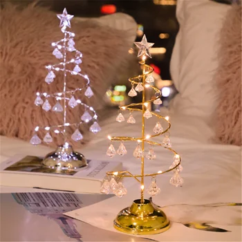 LED Crystal Jõulupuu Öö Valguses Koduse Töölaua Kaunistus Tabel Lamp jõuluehe Navidad Uus Aasta Jõulud Kingitus