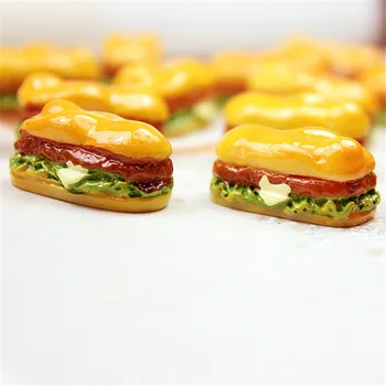 Kawaii 3D Toit Hamburger Kuju Vaik Cabochons Ring, Ristkülik, Leib Imitatsioon Ehted Ornament Aksessuaar Cameo Helmed 10tk 18mm