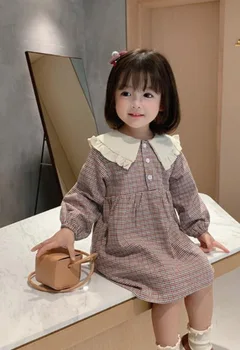 Kevad-Sügis Lapsed Elegantne Kleit Tüdruk, Pikad Varrukad Rinnamikrofon Magus Lapsed Girl Kleidid Väikelapse Baby Kostüüm Vabaaja Lapsed Riided