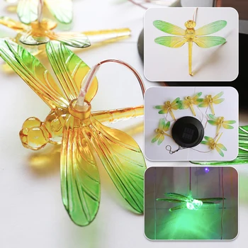 Dragonfly Värvi Muuta Päikeseenergia Tuul Kellamäng Lambid Värvikas Windbell Ripats Kerge Veekindel Väljas Rippus Decor