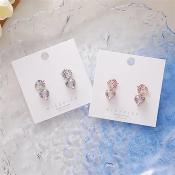 Korea Stiilis Uus Magus Elegantne Pärg Tüdruk Värviline Süda Crystal Mini Tilk Kõrvarõngad Naistele Ehted Tarvikud