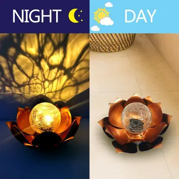Päikese-Aed Valgus Väljas Dekoratiivsed Lotus Kerge Art Purunenud Klaasi Palli Metallist Veekindel Maastiku Lamp Tee Muru Hoovis