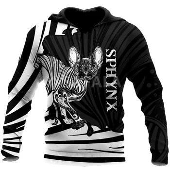 Sfinksi Kass Tätoveeringud 3D Print Size XS-7XL Topp Mees Naiste Harajuku Outwear Tõmblukk-Suurpärase Dressipluus Vabaaja Unisex-1