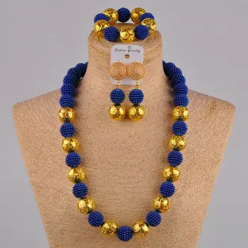 24 tolli simuleeritud pärl kaelakee, kuninglik sinine-aafrika helmed ehete komplekt naistele FZZ34