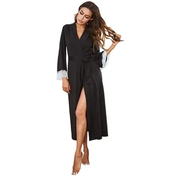 Riideid On Naiste Kevad/Suvi Uus Silmkoelised Nightgowns Pits Pikk Pidžaama Hot Müük Lace Up Home Kulumine Ühtlane Värv