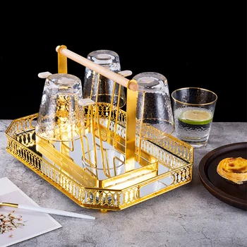Klaas Peegel Sahtel Kuld Metallist Serv Punane Vein Plaat Kaunistus Ladustamiseks Salve Kook Tööriistu Koju Deco Kaasaegne Ladustamise Plaate