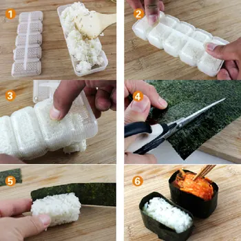 5 Rullides Toidus Plastist Nigiri Sushi Tegija Riisi Palli Hallitusseened 5 Rullides Tegija Mitte Jääda Vajutage Bento DIY Köök Vahend