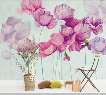 De Papel parede Põhjamaade Käsitsi Maalitud 3D tapeet Pojeng lilleaed Magamistuba, elutuba TV Taust Seina 3D tapeet seinamaaling