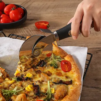 Roostevabast Terasest Pizza Nuga Saia Lõikur Pizza Slicer Küpsise Kook Toiduvalmistamis Tainas Rulli Ratta Käärid Vastupidav Küpsetamine Tööriist
