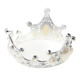 Laps Luksus Rhinestone Pearl Crown Mini Tiara Pulm Peapael Printsess Sünnipäeva Teenetemärkide Juuksed Tarvik