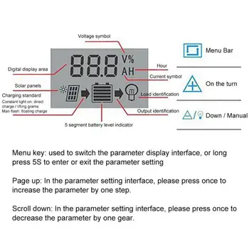 10-100A MPPT päikesepaneel Reguleerija Laadija Controller 12V 24V Auto PWM Kontrollerid LCD Ekraan 5V Dual USB Väljund Kontroller