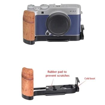 Mõeldud Fuji X-A7 XA7 Kaamera Quick Release Plate koos Puidust Käepide Alumiinium Vertikaalsed L-Kujuline Kaamera Bracket