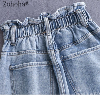 Zohoha Naine, Teksad, Kõrge Vöökoht Lai Jalg Denim Riided Blue Streetwear Vintage Kvaliteedi 2021 Mood Sirge Pahkluu Pikkusega Püksid