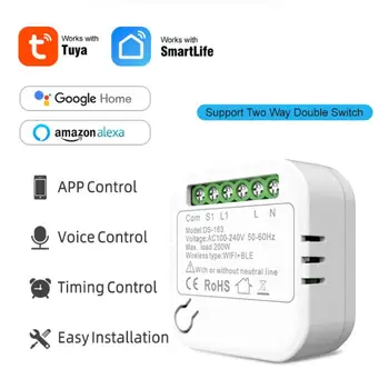 Mini Tuya Wifi DIY Lüliti Toetab 10A 2-Tee-Kontrolli Targa Kodu Automaatika Moodul Töötab Alexa Google ' i Kodu Smart Elu App