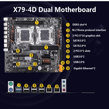 HUANANZHI X79 4D Dual CPU X79 Emaplaat Intel X79 LGA 2011 E-ATX PC DDR3 1333/1600/1866MHz 128GB PCI-E SATA3 USB3.0