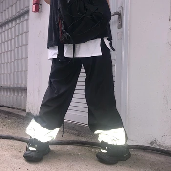 Sügisel Pingutusnöör peegeldav Casual Stiilis Naiste Riided Ins korea Capris Lahti Streetwear Hipster moebränd Pikad Püksid