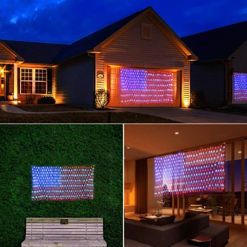 LED-Ameerika Lipu Net Tuled Sõltumatuse Päev Memorial Day Puhkus Kodu Aias Pulm Teenetemärgi Madalpinge 31V Laterna String