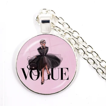 Vogue Kirja 25mm Klaas kivi ümber Ripats Kaelakee Harajuku Naiste Mood Kampsun Kett Ehted on Naiste-Meeste Kingitus