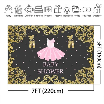 Neoback Baby Shower Taustaks Seelik, Kingad Tüdruk Golden Banner Background Kohandatud Foto Tausta Foto Stuudio