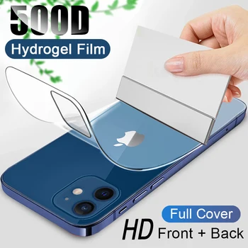 500D Täielikult Katta Hüdrogeeli film iPhone 11 12 Pro MAX mini Ekraani Kaitsekile iPhone 7 8 6s 6 Plus SE 2020 XR X XS Mitte Klaas