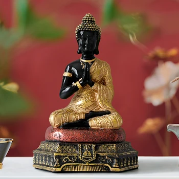Kuld Buddha Kujud Tai office home Decor Laual ornament fengshui hindu istub Buddha figuriin meditatsiooni Teenetemärgi