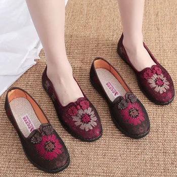 Mood naiste kingad kevadel ja sügisel uued naiste kingad etnilise Hiina sõlm ema kingad, retro vana Beijingclothshoes largesize
