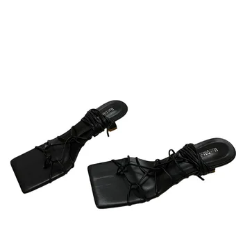 2021Fashion Naiste Sandaalid Õhuke, Madala Kontsaga Lace Up Rooma Sandaali Suvel Gladiaator Vabaaja Sandal Kitsas Bänd Kingad Suur Size445