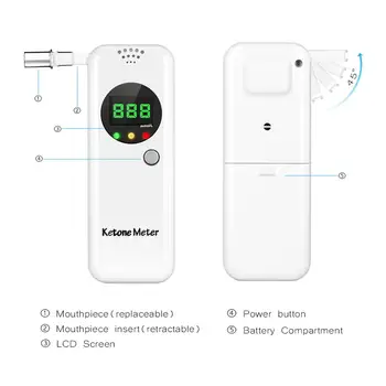 EEK-Marki Portable Ketoonid Hinge Analyzer, Digitaalne Ketoon Alkometri, Ketosis Katsetamine 10 Huulikud