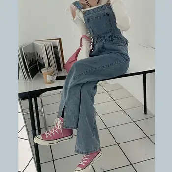 Jumpsuits Naiste Denim Vintage korea Stiilis Split Streetwear Õpilased, Kõik-mängu Stiilne Uus Disainerid Pikad Püksid Naine