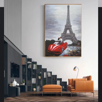 Pariisi Torni Pop Art Wall Art Lõuend Sportauto Romantiline Maastik Seinale Plakatid Ja Pildid Kaasaegne Pilte Elutuba Decor