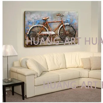 Käsitsi joonistatud algne kõrge kvaliteedi bike maali nuga maali lõuendile maali bike leibkonna kaunistada seina