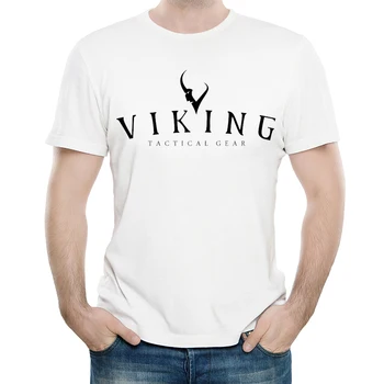 Viikingid T-Särk Valge Värv Mens Fashion Prindi Lühikesed Varrukad Viikingid Logo Stiilis Topid Tees Vabaaja Riided Dropshipping