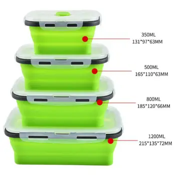 4PC Silikoon Bento Box Kokkuklapitavad Lõuna Kaussi Toidu Ladustamise Mahuti Kastid Lauanõud