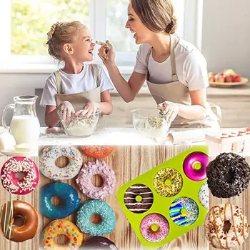 2 Tk Silikoon Donut Hallituse Baking Pan Non-Stick, Küpsetamine, Saia-DIY Teenetemärgi Vahendid Bagels Kuklid Donuts Tegija Roheline Oranž