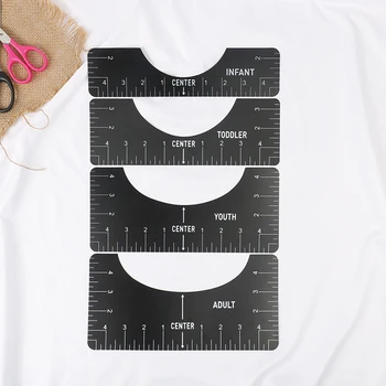 4tk/Set T-Särk vastavusse Viimine Valitseja Suunavad Tshirt Mõõtmiseks Joonlaud Suurus Chart DIY Joonis Malli Käsitöö Koostamise Vahend