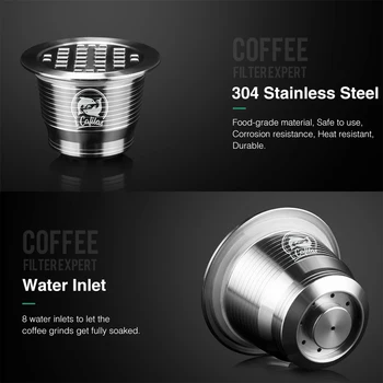 Korduvkasutatavad Kohvi Kapsel Filter Cup Kit kooskõlas Nespresso Korduvtäidetavaid Filtrid Korvid Pod Köök Kohvik Vahendid