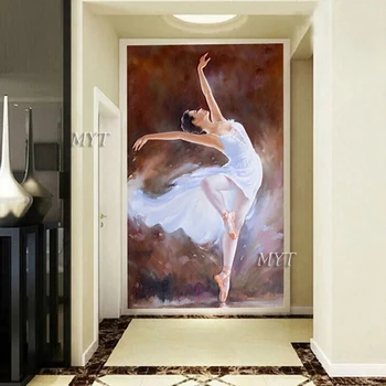 Tüdruk Kanda Valge Kleit Tantsu Kunsti Maali Lõuendile Akrüül Seina Art Modern Pilt Käsitsi Maalitud Kodu Decoracion eest elutuba