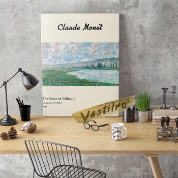 Claude Monet Muuseum Näituse Plakat, Seine ' I Juures Vetheuil Lõuend Maalikunstist, Monet Maastiku Seina Art, Retro Maastik Wall Decor