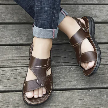 Mehhiko 2021 uued sandaalid meestele väljas suvi mood meeste sandaalid sussid naturaalsest nahast mugavad rand kingad