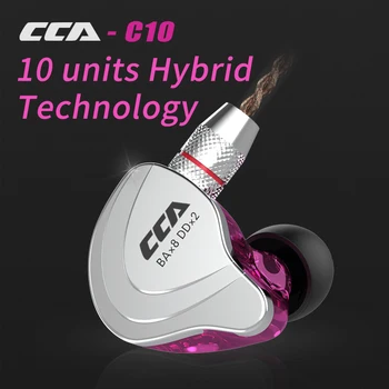 CCA C10 4BA+1DD Hübriid Ear Kõrvaklapid Hifi Dj Monito Töötab Sport Kõrvaklapid Kaabli 10 Ajam Peakomplekt Müra Tühistamises E10