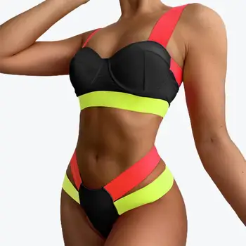 2021 Elegantne Värvikas Mosaiik Bikiinid Ujumistrikood Suvel Daamid Mood Bikinis Supelrõivad Naiste Sexy Madal Vöökoht Supelrand Kanda